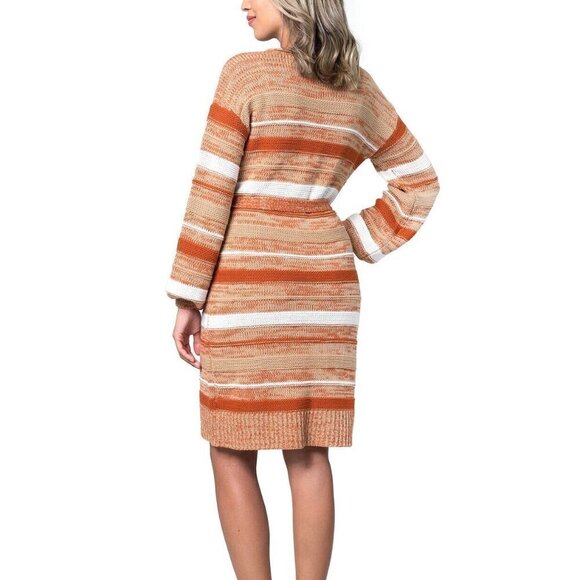JR171 Kit & Sky Rust Striped Long Sleeve Sweater Dress Size Large - Picture 2 of 2